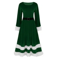 Vbnergoie ženske dame meka baršunasto Mrs Santa Claus Božićna fantastična haljina odijela Žene midi casual haljine Leaf haljina