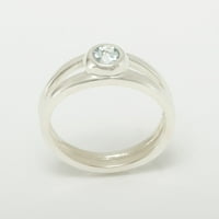 14k bijeli zlatni prirodni akvamarinski ženski moći pasijans prsten za band - veličine 9,75