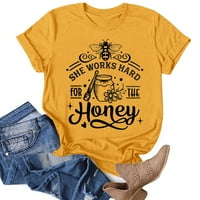 T majice za žene Trendy Fall Prikladna pčela festivalske košulje okrugli vrat kratkih rukava TEE TOP