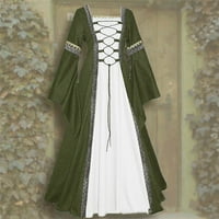 Follure midi haljine za žene posade vrat dugih rukava vintage duljina podne duljine gotičke cosplay