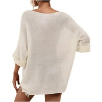 Ženski džemperski džemper za vrat ljetni patwing kratki rukav pulover casual predimenzionirani bočni