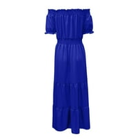 Ženske haljine Mini bagere za kratki rukav, ležerna haljina od pukog ramena Plava s