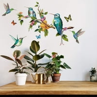 Bird na drvenoj podružnici Zidni naljepnica, uklonjivi voskalni cvjetni kolizirani kolizirani dekor,