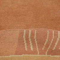 Rugsotički tepisi Ručni čvorovi Tibbati, savremena vuna okrugla prostirka, narandžasta, 5'x5 '