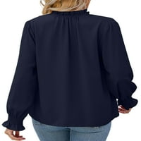 Košulje za dugih rukava COLISHA HAMIES Solid Boja Elegantni posao V izrez Tunika majica Royal Blue L