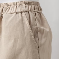 Lanene hlače dame labave casual okrugli vrat Čvrsti pamučni posteljina dva kratke hlače od poliestera