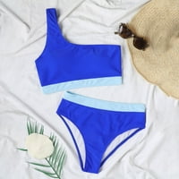 Žene dva visokokvalijska bikini kupaći kostimi u boji jedno rame Bikini Split kupaći košnice