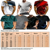 Niuer Men T majice 3D Print ljetni vrhovi Crew Crt Majica Casual Basic Tee Bluza s kratkim rukavima Crvena 2xL