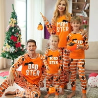 Tking Fashion Porodica podudaranje Halloween Pijamas set, slatka pruga grafički odmor za spavanje za
