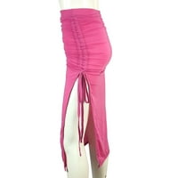 Feterrnal ženska modna čvrsta boja seksi elastična struka bočni bočni hip-wrap Split duga suknja midi