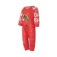 Porodica podudaranje božićne pidžame xmas pjs snowflake zeleni krzneni čudovište tiskane vrhove i hlače za spavanje