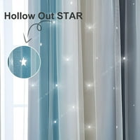Gradient Star Curtains za djevojčice spavaća soba, dvostruki sloj šarene pruge Dječje blacktout zavjese
