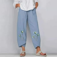 Lastesso ženska slatka maslačka hlače za ispis s visokim strukima čvrste pantalone za lagane pantalone