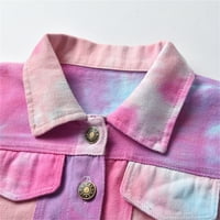 Toddler Tie-Dye traper jean jakna za djevojke dječake veličine 1-7t Jednosmjerni jaknu srednjeg duljine