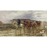 Henry Enrico Coleman Crna modernog uokvirenog muzeja Art Print pod nazivom - dovođenje konja