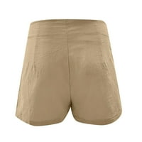 Umitay ženske modne posteljine gumbi Boja Culottes Zipper kratke hlače Ženske kratke hlače