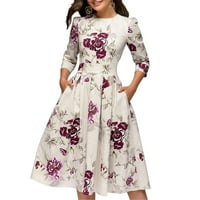 Emmababy Žene Ležerne prilike Floral Midi haljina sa džepovima Elegantna večernja haljina za zabavu