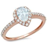1.32ct kruška rez plavi simulirani dijamant 18k ružičasti ružičasti zlato graviranje izjava svadbeni