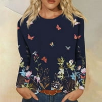 Fragarn ženski bluze okrugli vrat casual dugih rukava s dugim rukavima pulover dugih rukava majica bluza