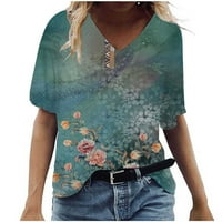 Yyeselk ljetne bluze za žene casual kratkih rukava seksi v-izrez udobni vrhovi trendi prekrasan cvjetni