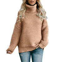 Ženska jesen i zimska puna boja labavi vrat pleteni džemper dugih rukava džemperi za žene turtleneck