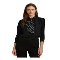 Lauren ženska crna okupljena kolica za košulje za rad na dugme za rad gore