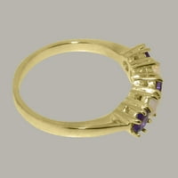 Britanci napravio 14k žuto zlato Real Amethyst & Opal Womens Vječni prsten - Opcije veličine - Veličina
