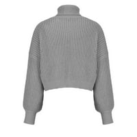 Žene Jesen Zimski džemper TOP Ležerne prilike pune boje dugih rukava Turtleneck Rib Knit Duks modni