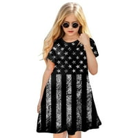 Slatke ljetne haljine za djevojke Dan nezavisnosti 4. srpnja 3D grafički tiskani kratki rukav mekana