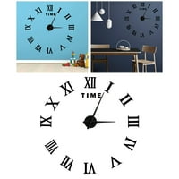 Roman Broumeri Sat, prekrasan precizan akrilni zidni sat, DIY sat, Clear pokloni za dnevne sobe Spavaća soba Crna