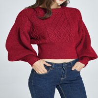 Ženski džemperi prevelizirani posade obrezani džemperi dugih rukava sa pulovernim pulover