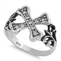 Chi Rho Cross Cubic cirkonijski prsten Sterling Silver 925