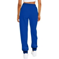 Ženski modni sportski džepni džepni kasutni duksevi hlače plave m