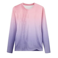 Košulje od anuirheih plus veličine za žene casual labavi fit s dugim rukavima okrugli vrat šareni pulover