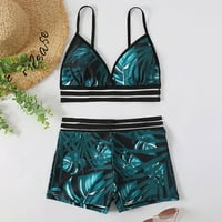Ženska boja tropskog printa Halter Bikini kupaći kostim Split pritisnite dva kupaće kostimi za plažu