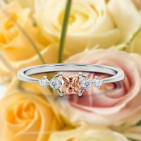 Minimalistički prsten 0. Karat princezovi morgatit i dijamantski movali zaručni prsten, nježan vjenčani prsten u sterlingu srebra sa 18k bijelim zlatnim poklonom za nju, obećavaju prsten
