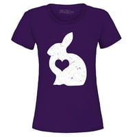 Trgovina4 god Ženski uskršnji zec zeca sa srčanim grafičkim majicama Srednja ljubičasta