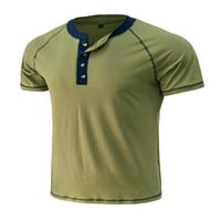 GLONME Ljetne majice za muškarce kratki rukav Henry majice na vrhu vrhova grašak zelena l