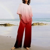 Pantalone za žene Ljeto O vrat Labavi kratki rukav cvjetni košulju s hlačama Modni set velike veličine