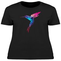 Smartprints Womens Grafički tee - Šarena silueta hummingbird-a - Regular Fit pamuk