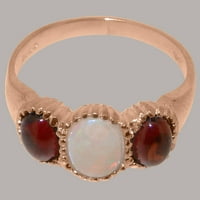 Britanci napravili tradicionalni zlatni prsten od 10k sa prirodnim Opal i Garnetom Womens Wingens Remise - Opcije veličine - Veličina 4,25