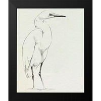 Caroline, Emma Crni moderni uokvireni muzej umjetnički print pod nazivom - uspravno egret i