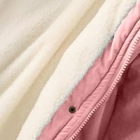 Ženska srednja dužina Anorkak jakna kaput od pune boje dugih rukava džepovi kaput plus fleece jaknu