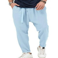 Muške harem hlače elastične struine pantalone na bageri u boji u boji, casual jogger pant s džepovima Sky Blue XL