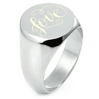 Sterling Silver Love Heart Calligrafy Swirl ugravirani okrugli ravni vrhunski polirani prsten