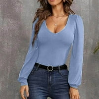 Ženska modna ležerna temperatura dugih rukava s niskim ovratnikom Slim pletene bluze