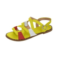 Ženske ravne sandale - tkani povremeni otvoreni prsti rimske ljetne sandale zlato