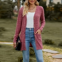 Yubatuo Ženske dame Dužine dugih rukava KARDIGAN Džemper kaput gornji kaputi za žene Pink XL