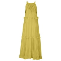 Ženska ljetna dugačka haljina velike ljuske plaže za žene žuti s