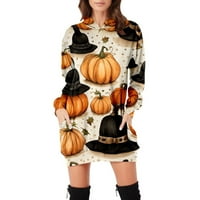 Hallowee Party Stabilna odjeća ženska dukserica tiskana haljina dukserica Džep džep dugih rukava haljina